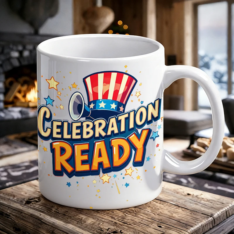 

Celebration Ready Party Ceramic Mug Festive Celebration Coffee Cup, milk cup, office cup, gift for friends, fade-resistant