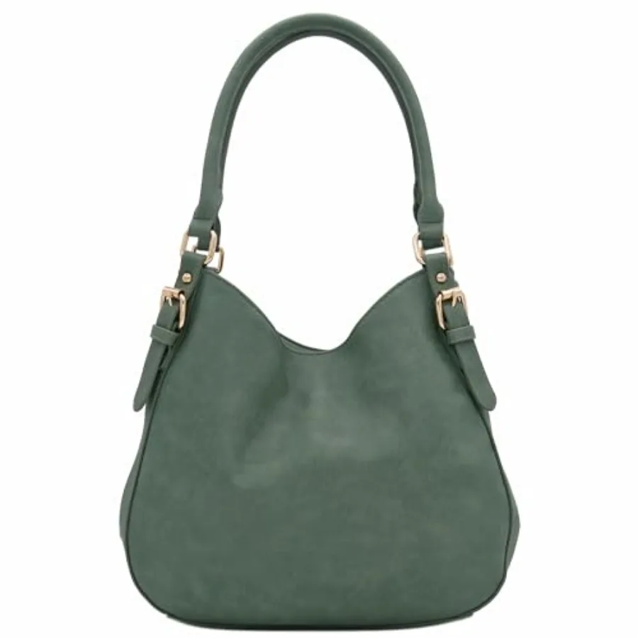 

Lightweight 3 Compartment Faux Leather Medium Hobo Bag