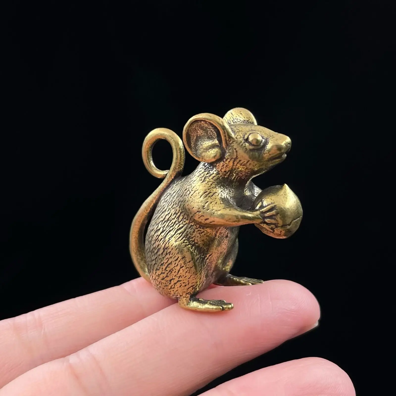

Creative Tabletop Figurine Brass Mouse Animal Statue Sculpture Home Decor