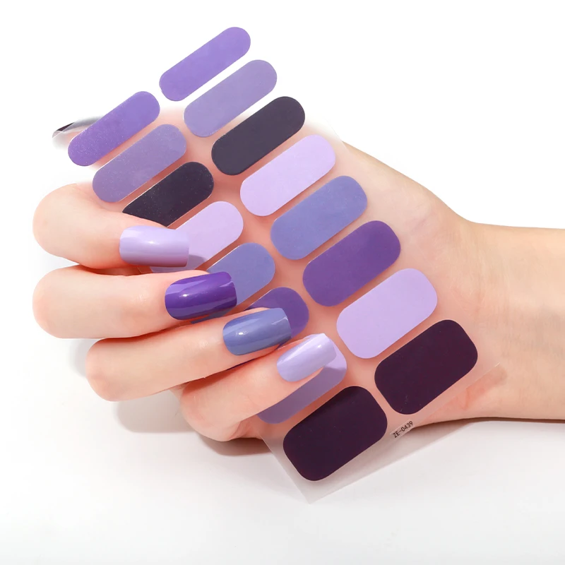 16 نصائح تألق بريق غطاء كامل شرائط طلاء الأظافر بلون لاصق مسمار يلتف مانيكير DIY الديكور مسمار ملصقا