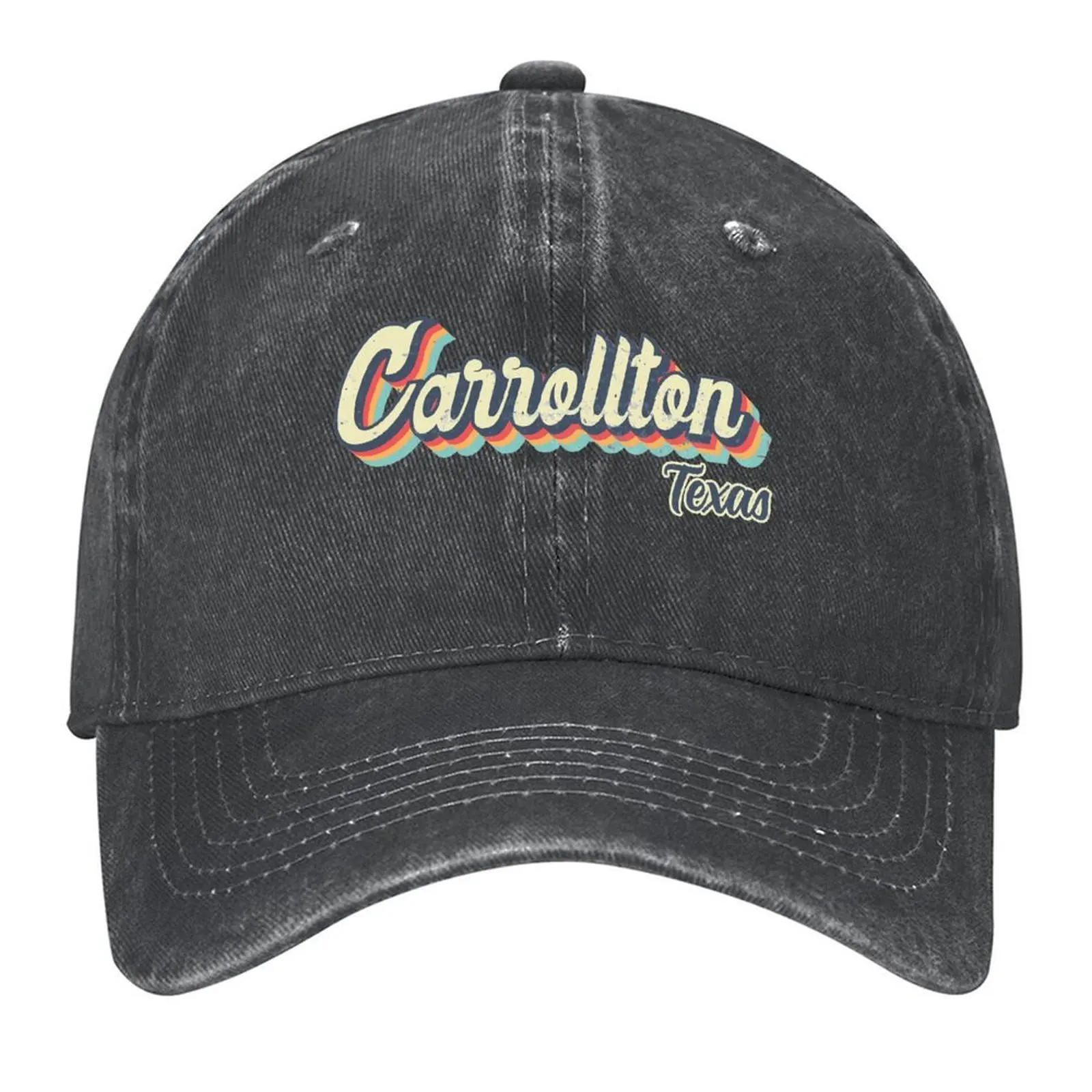 

Carrollton city Texas Retro Vintage 70s rainbow Baseball Cap Cosplay Fashion Beach New Hat Women's Hats Men's