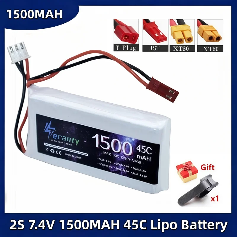 

RC Helicopter Battery 2S 7.4V 1500mAh 45C Lipo Pack for WLtoys V911 V912 V913 Syma S107 S107G S107H