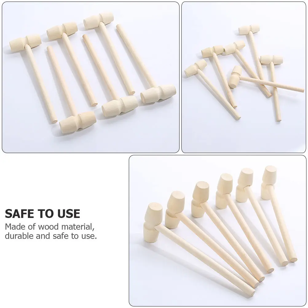 25Pcs Mini Wooden Crab Mallet Set Solid Wood DIY Painting Hand Eye Coordination Hammer for Children Wood Hammer Toy