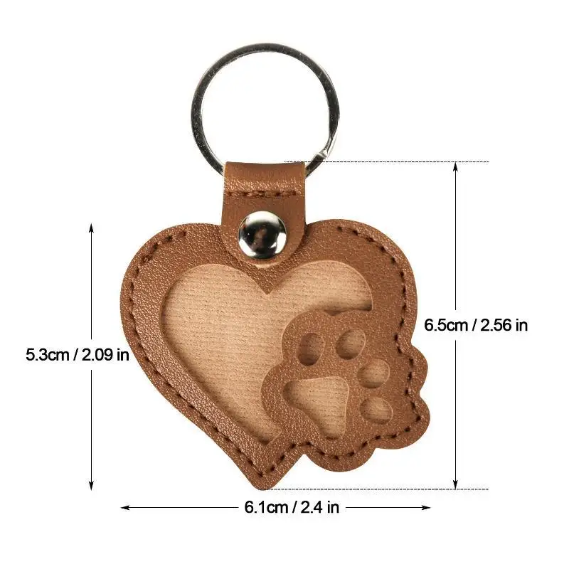 Haarsammler-Schlüsselanhänger für Haustiere, Herz-Pfotenabdruck, PU-Leder, Fotorahmen, Schlüsselring, tragbare Gedenktasche, Anhänger für Haustierliebhaber, Geschenk – Detail 3