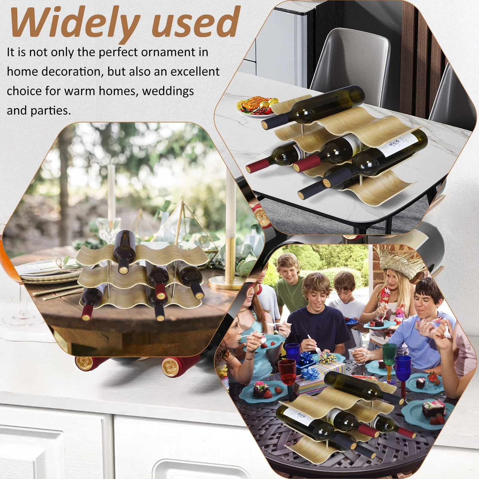 Wooden Wine Rack 2/3-Tier Wavy Wine Bottle Organizer Holders Wine Bottle Display Rack Kitchen Wine Cabinet Collection Display