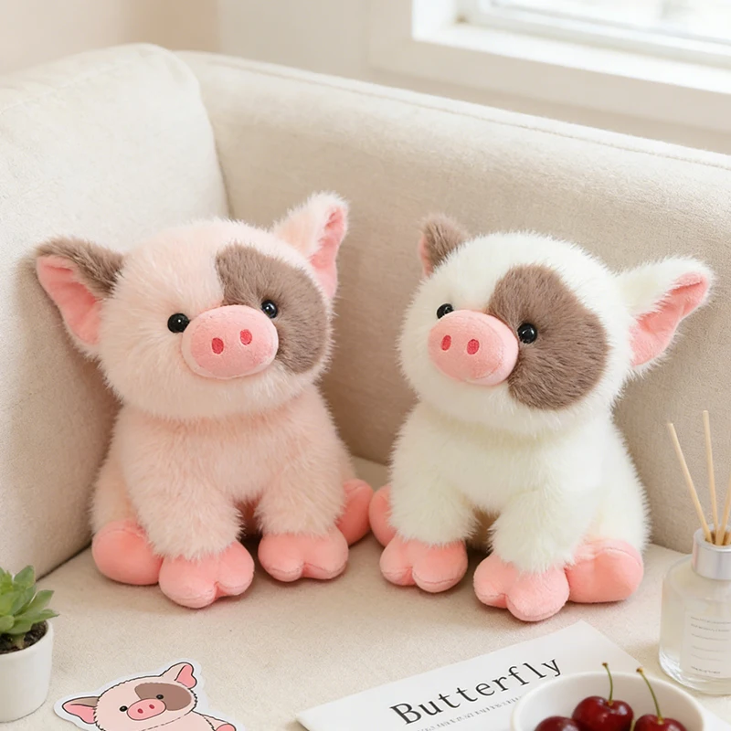 20CM Niedliches Rosa-Weißes Schweinchen Plüschtier Puppe Weiches Stofftier Flauschiges Schlafkissen Geburtstagsgeschenk Kinderzimmer Deko für Mädchen und Jungen