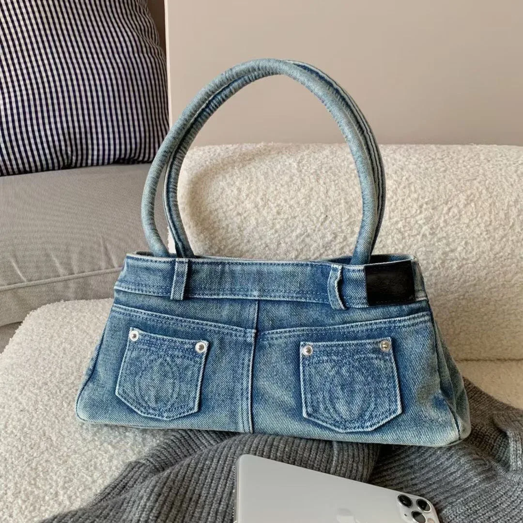 Jeans Bag 2025 New Niche Design Vintage Old Style Washing Denim