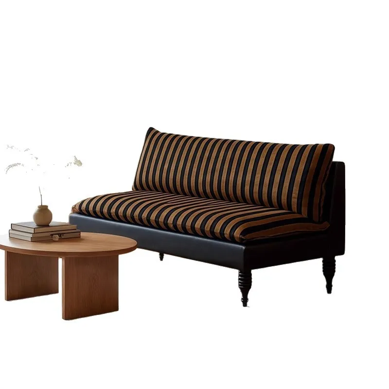 

#French Modern Striped Fabric Lazy Leisure Sofa Designer Style for Small Large House Living Room Home Use