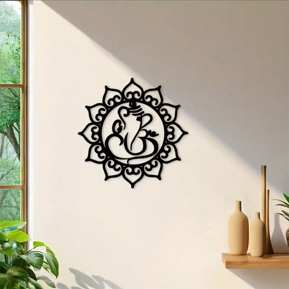 CIFBUY Metal Wall Art Black Wrought Iron Indian Deity Silhouette Yoga Meditation Room Spiritual Home Decor Hanging Gift