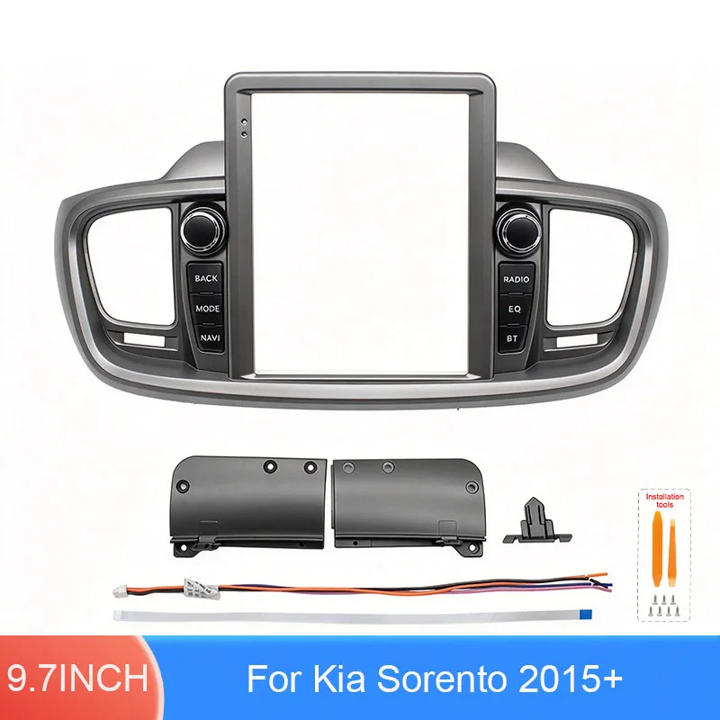 For Kia Sorento 2015+ 9.7 Inch Car Radio Fascia Frame Vertical Screen Dashboard Panel Wiring Harness CANBUS Installation Kit