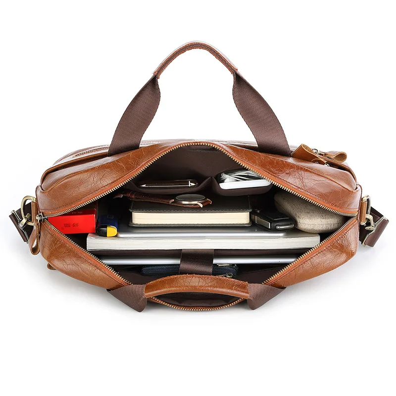 Neue Männer Rindsleder Aktentasche Herren Umhängetasche Vintage Laptop tasche Dokument männliche Umhängetasche Büro handtasche für Männer