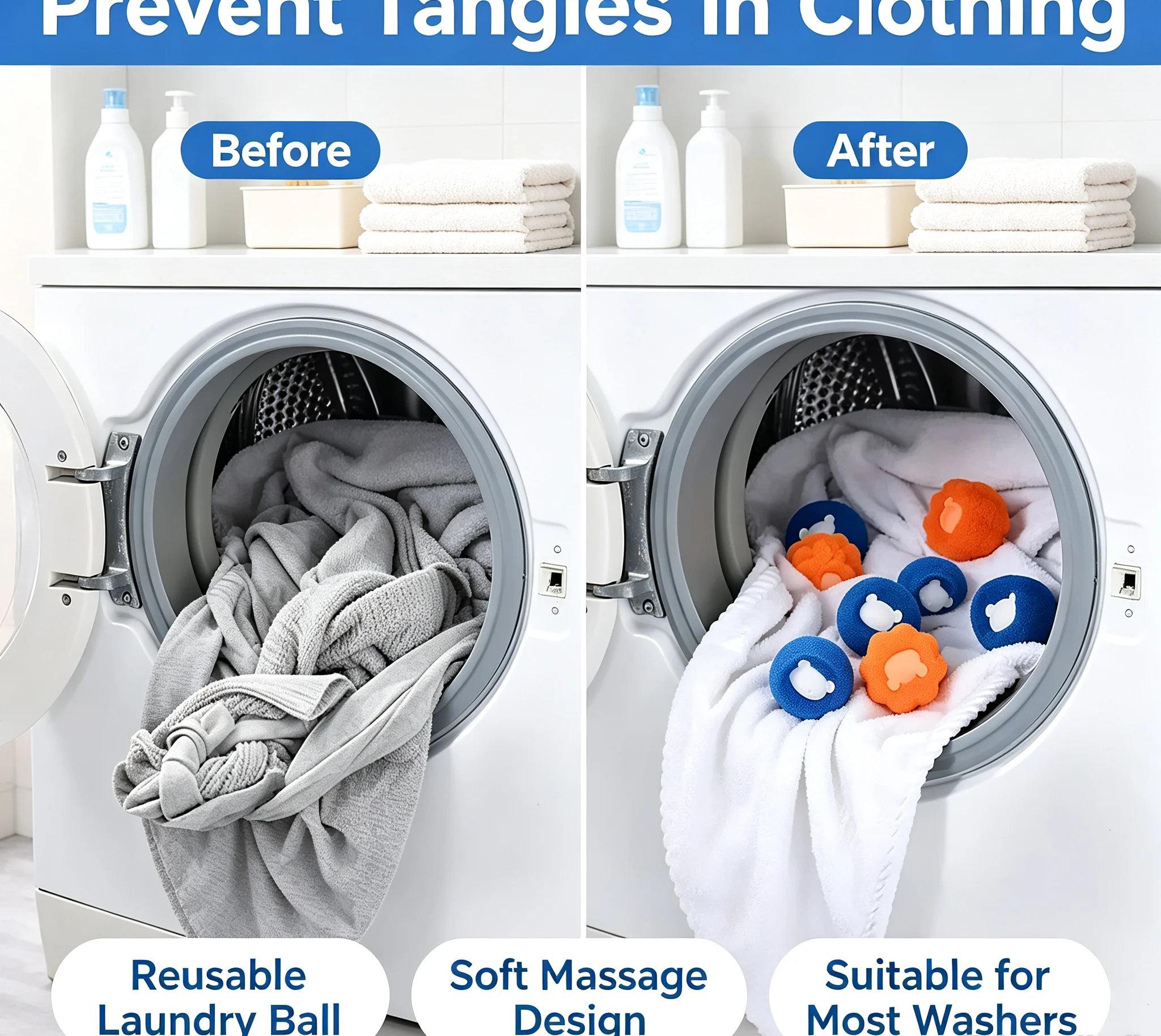 Magic Laundry Ball Anti Tangle Washing Machine Cleaner Tool Clothes Washing Helper Reusable Fabric Care Accessory