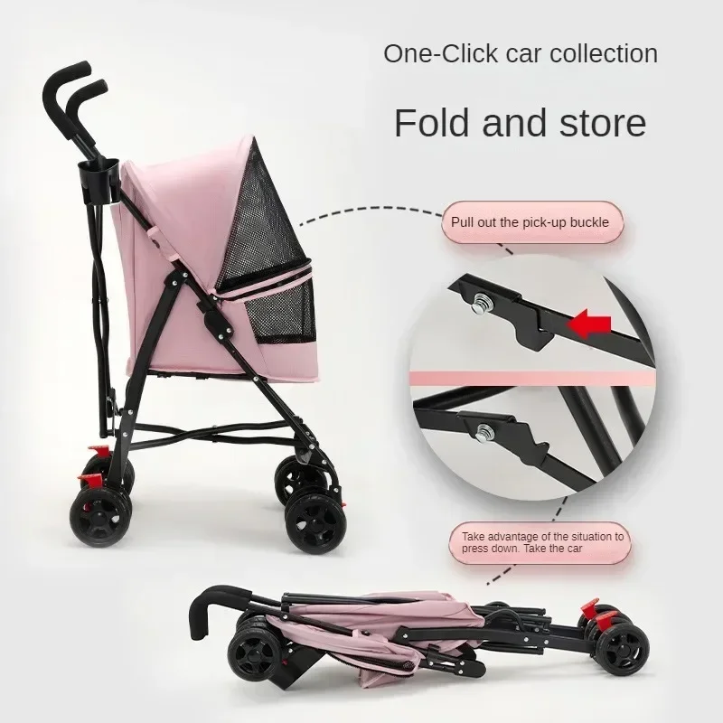 

Foldable Pet Foldable Pet Stroller For Small Dogs And Cats Durable Metal Frame Oxford Fabric Small Pet Dogs When Going Out