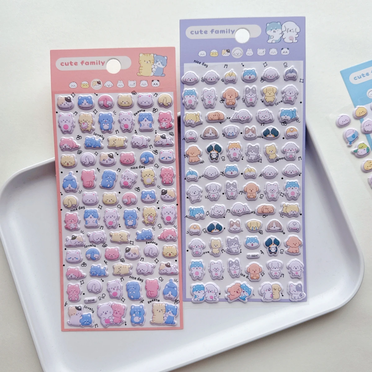 4 pcs Cute Family Mini Cartoon 3D Puffy Stickers Scrapbooking Journal Sticker DIY Diary Stationery Sticker School Office