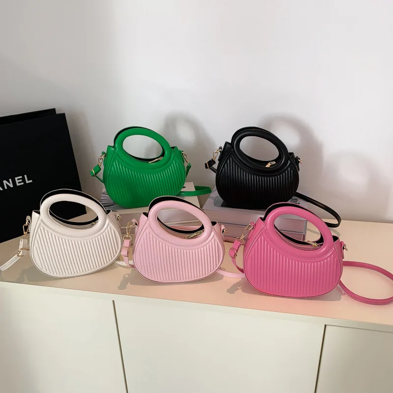 Retro Versatile Handbag for Women  2024 New Fashion Trend Casual Candy Color Crossbody Bag PU Leather Small Saddle Bags