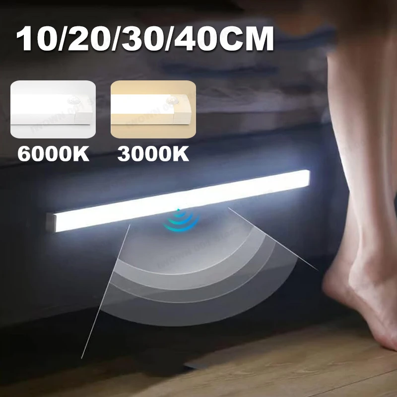 

LED Motion Sensor Light Wireless LED Night Light Type C Rechargeable Light Cabinet Wardrobe Lamp Staircase Backlight For Kitchen