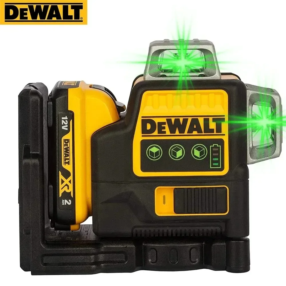 Dewalt DW089LG 3 Sides*360 Degree Vertical 12V Lithium Battery 12 Lines Laser Level   Horizontal Green Light Level Meter Outdoor