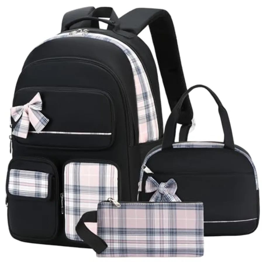 

Рюкзак для девочек, 3 предмета: рюкзак, ланч-бокс, пенал, 15,6-дюймовый рюкзак для ноутбука, школьный рюкзак для детского сада, начальной школы, колледжа, большие сумки