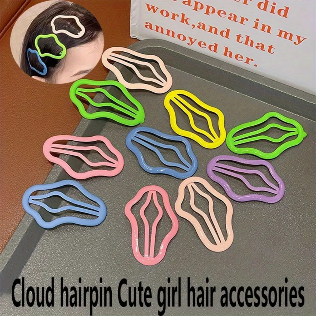 

10 шт., модная заколка для волос для девочек, полая заколка в форме облака, заколка для волос BB, милые аксессуары для волос для девочек, головной убор
