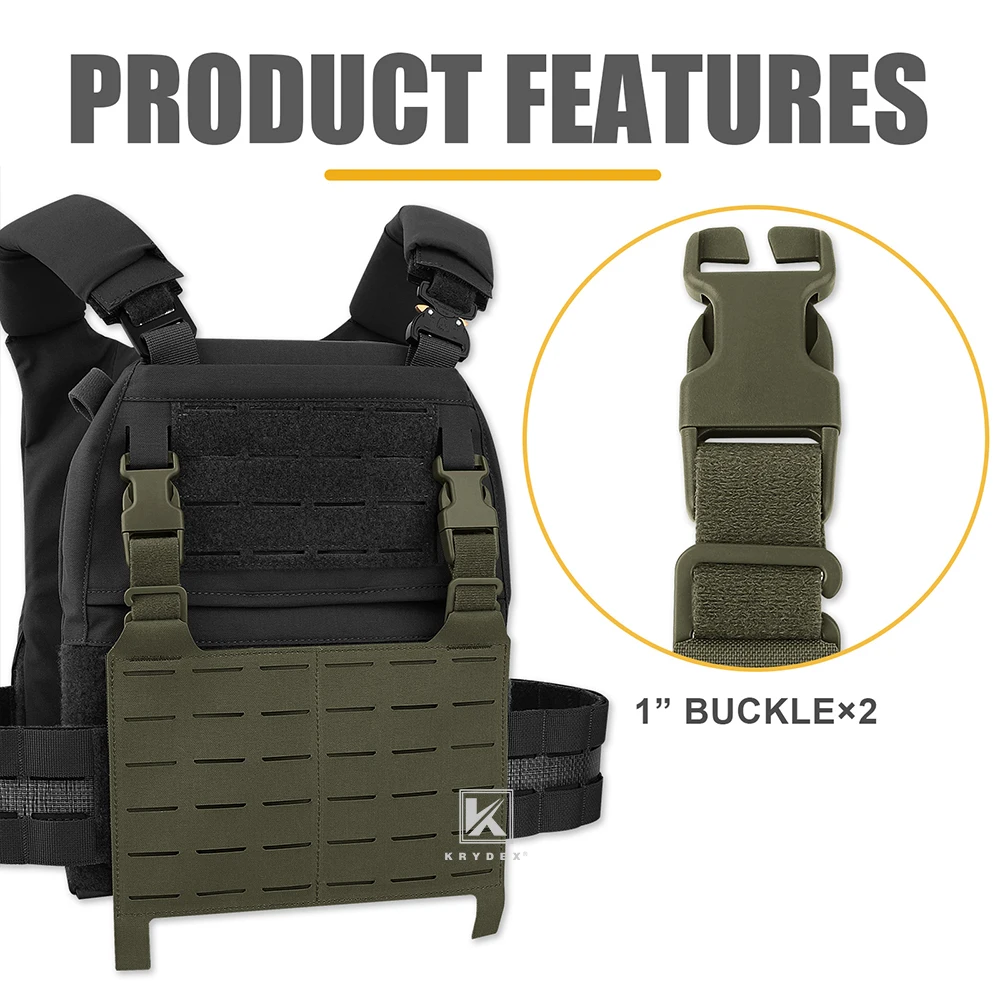 KRYDEX Caça Acessórios Tático MOLLE Painel Frontal Flap Destacável Adaptar G Gancho Buckle Para Peito Rig FCPC Vest Ranger Verde