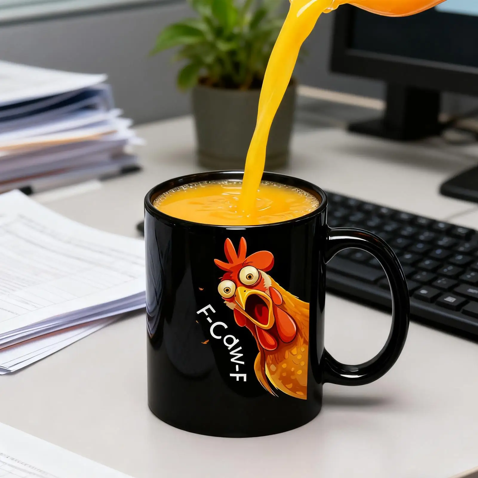 

Novelty Coffee Mugs 350ml Chicken Desk Decor Fun Mugs Novelty Drink Cups for Women Birthday Christmas Home Office School Dorm