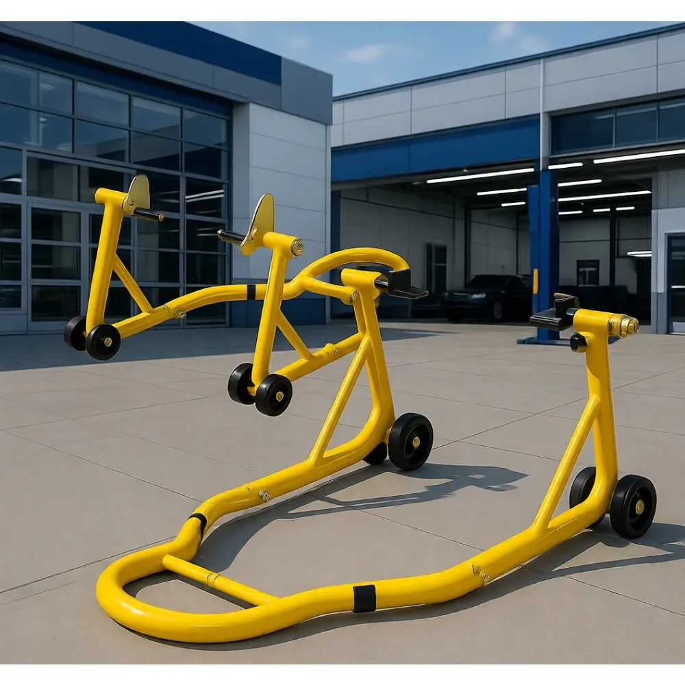 

Heavy Duty 900 LB Front Rear Wheel Lift Stand Combo Adjustable Swingarm Spool Universal Motorcycle Paddock Stand