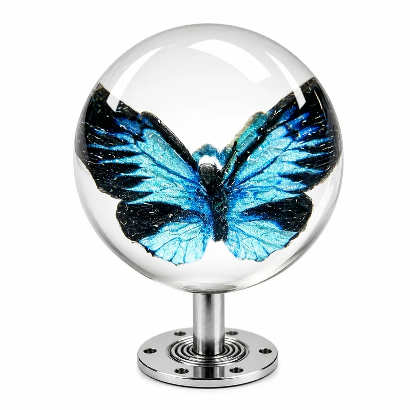 Universal Car Gear Shift Knob Transparent Acrylic Butterfly Inlaid Shifter Head Creative Modification Replacement Accessory