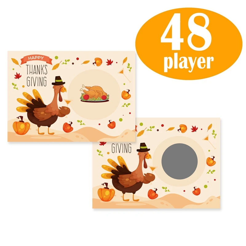 Thanksgiving Party Scratch Game Turkey Cards Holiday Festive Raffle Tickets Durable Easy To Use