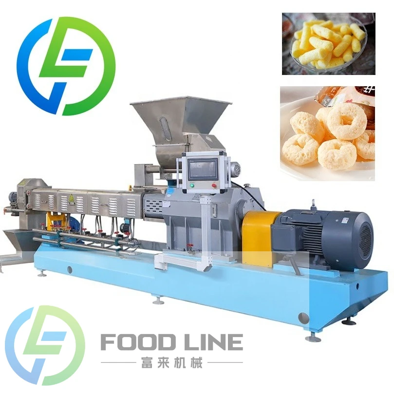 Automatic Double Screw Crispy Puffed Corn Rings Snack Extruder Production Line Machinery Snacks Puff Corn Making Machine Price