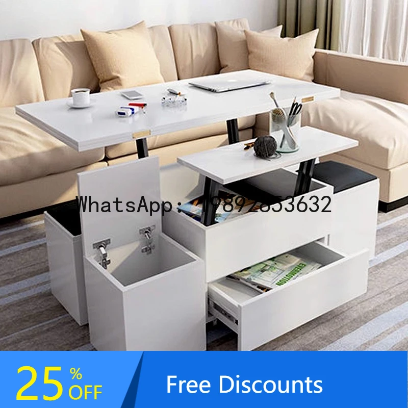 CZ Coffee  Dining Table Dual-use Small Apartment Coffee Table Telescopic Lifting Simple Folding Coffee Table