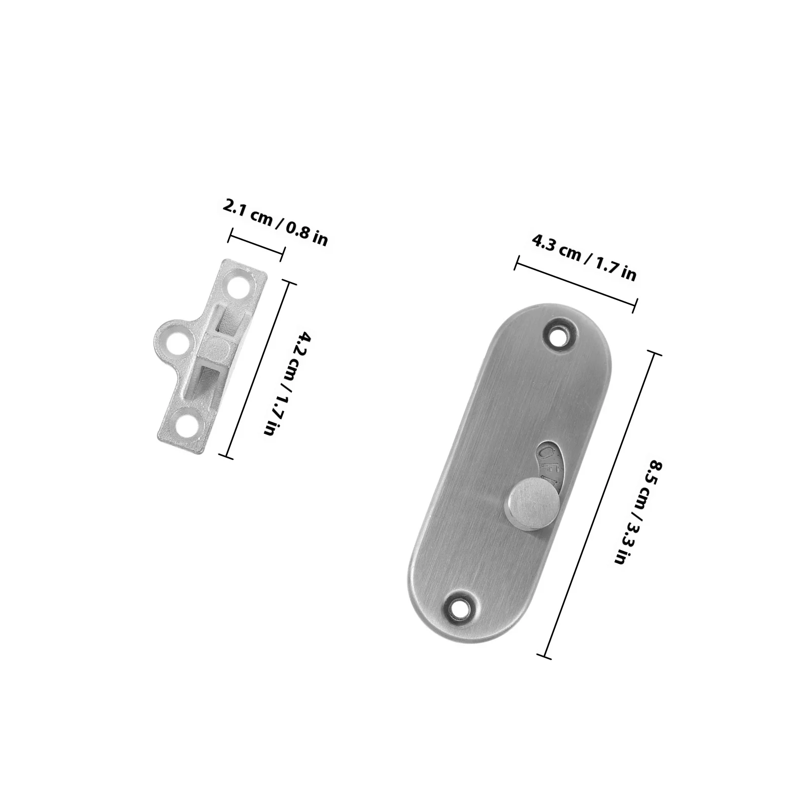 Fechadura de porta deslizante, liga de alumínio, aço inoxidável, trava de privacidade de 90 graus para portas de celeiro, banheiros, garagens, portão de segurança