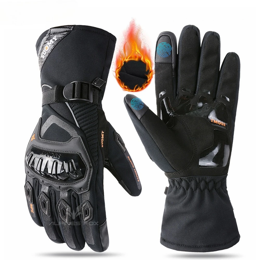 

Winter Motorcycle Gloves Touchscreen Waterproof Windproof Thermal Long Cuff Protective Riding Gear for Motorcycle Scooter