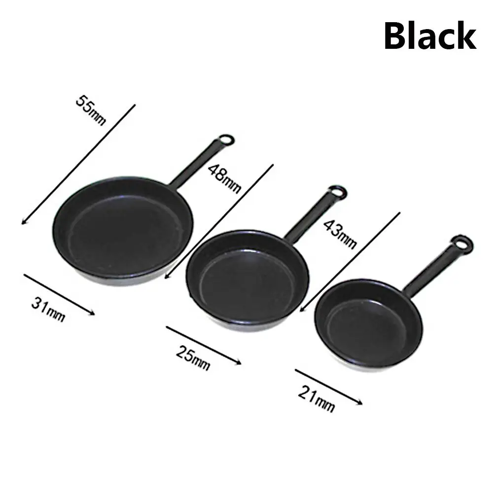 3 stks/set 1:12 Schaal Speelhuis Keuken Meubels Koekenpan Model Accessoires Simulatie Steelpan Miniatuur Kookgerei