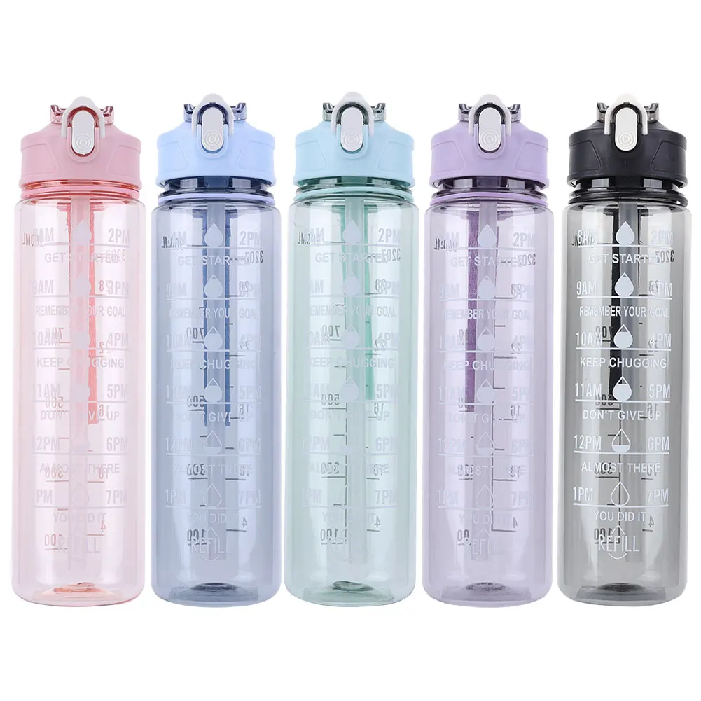 800ml Sports Water Bottle Leakproof Outdoor Travel Bottle Large Capacity Motivational Drinking Bottle for Outdoor Sports