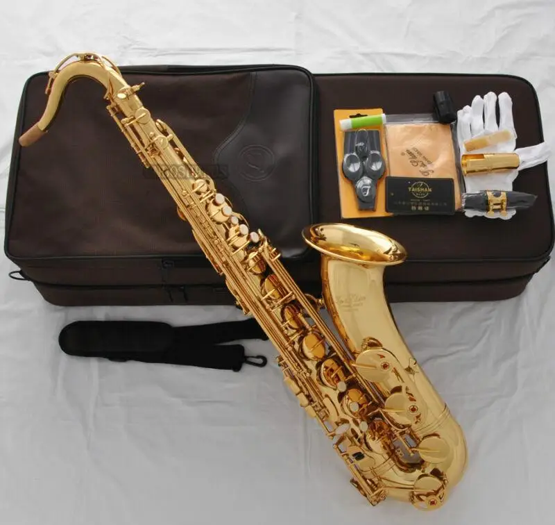 

Professioanl GOLD TaiShan Tenor Saxophone Bb Sax High F# Italian pads With Case