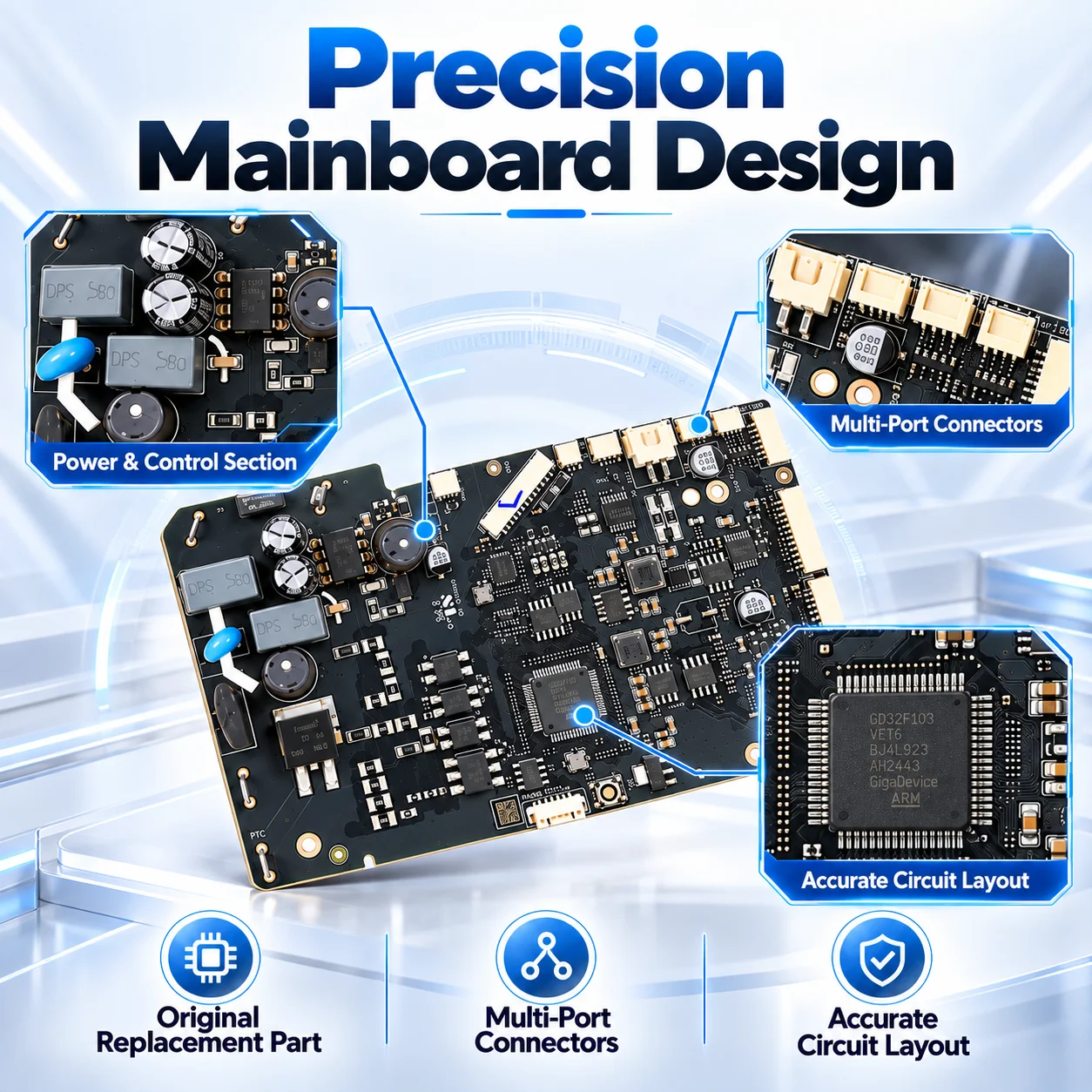Original Bambu Lab AMS HT Mainboard Replacement Control Board with 2 BT2-5 Screws for AMS HT Repair