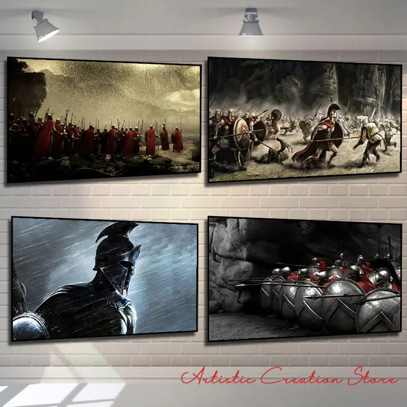 Carteles de películas de guerreros Espartanos, arte de película Retro, pintura en lienzo, impresión de gran tamaño, imágenes de pared para sala de estar, decoración del hogar, 300