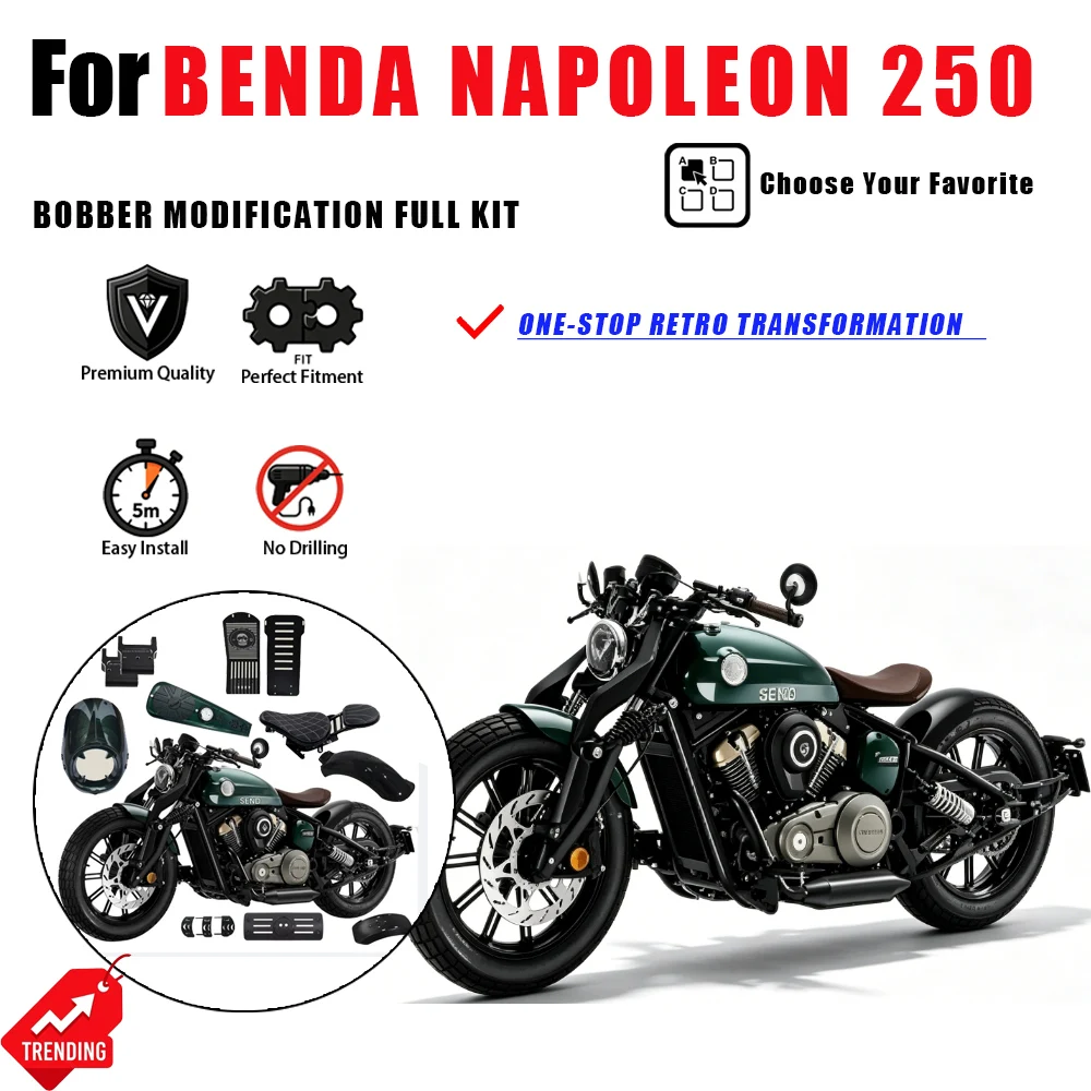 Para Benda Napoleon 250: Kit Completo de Accesorios - Protector de Tanque, Deflector de Viento, Cubierta de Guardabarros, Accesorios Moto, Cúpula, Parafango