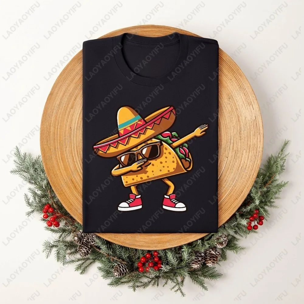 Taco Cinco De Mexican Dab T-Shirt Mexico Food Lover TShirt Casual Fashion Loose Harajuku Man Streetwear Short Sleeve Summer Tees