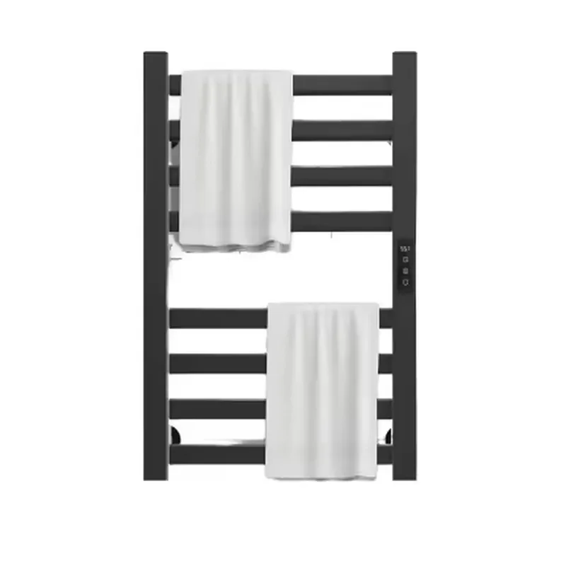 Space Aluminum Bonded Electric Heating Modern Wall Mounted Waterproof Black Towel Rack with Heater for Bathroom Hotels