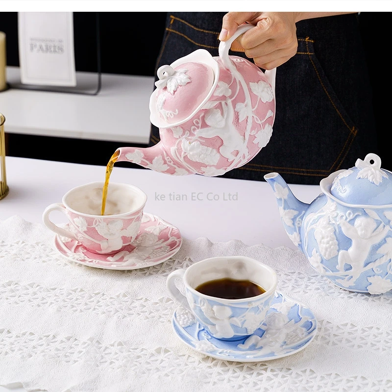 

tea embossed set furnishings cute mugs cups