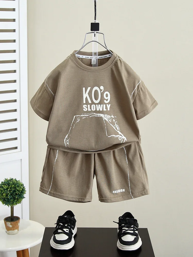 

Boys Summer Outfit Set Kids Two-piece Set Children's Tracksuits Boys Sleeved T-Shirts and Shorts Sets Baby Boy Sport Suits 2-11Y