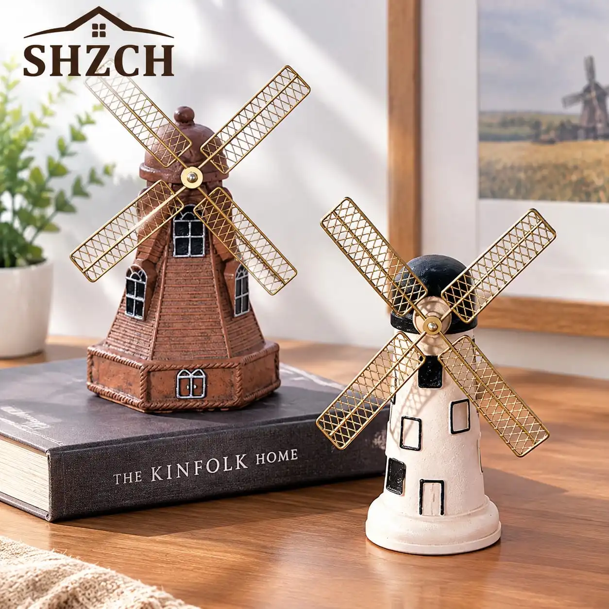 Dutch Creative Windmill Figurine & Miniature Vintage Modern Bookshelf Living Room Decoration Simple Cute Home Decor Estatua FYF