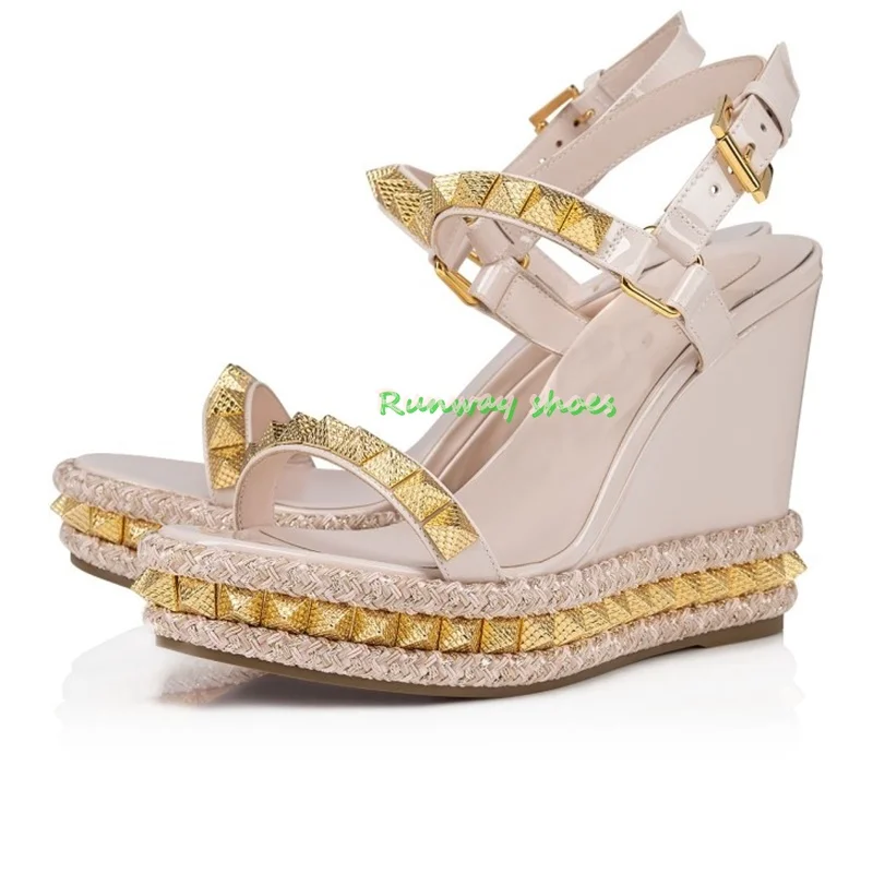 

Spring/Summer Arrivals One-Line Wedge Heels For Women 10cm Waterproof Platform Round Head Buckle Sandals Women's Luxury Sandals