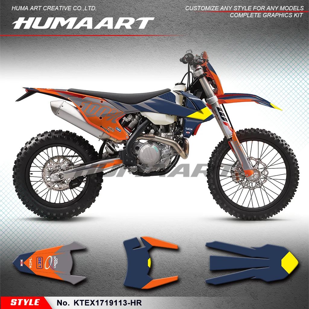 HUMAART Adhesive Sticker Laminated Decals Kit for KTM 125 150 250 300 350 450 500 EXC EXC-F XCW 2017 2018 2019,  KTEX1719113-HR