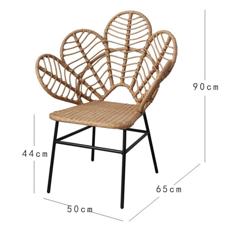 Ins Style Peacock Chair Bedroom Single Sofa with Flower Design Creative Rattan Lounge Chair Stylish Relaxation Seat Home Decor