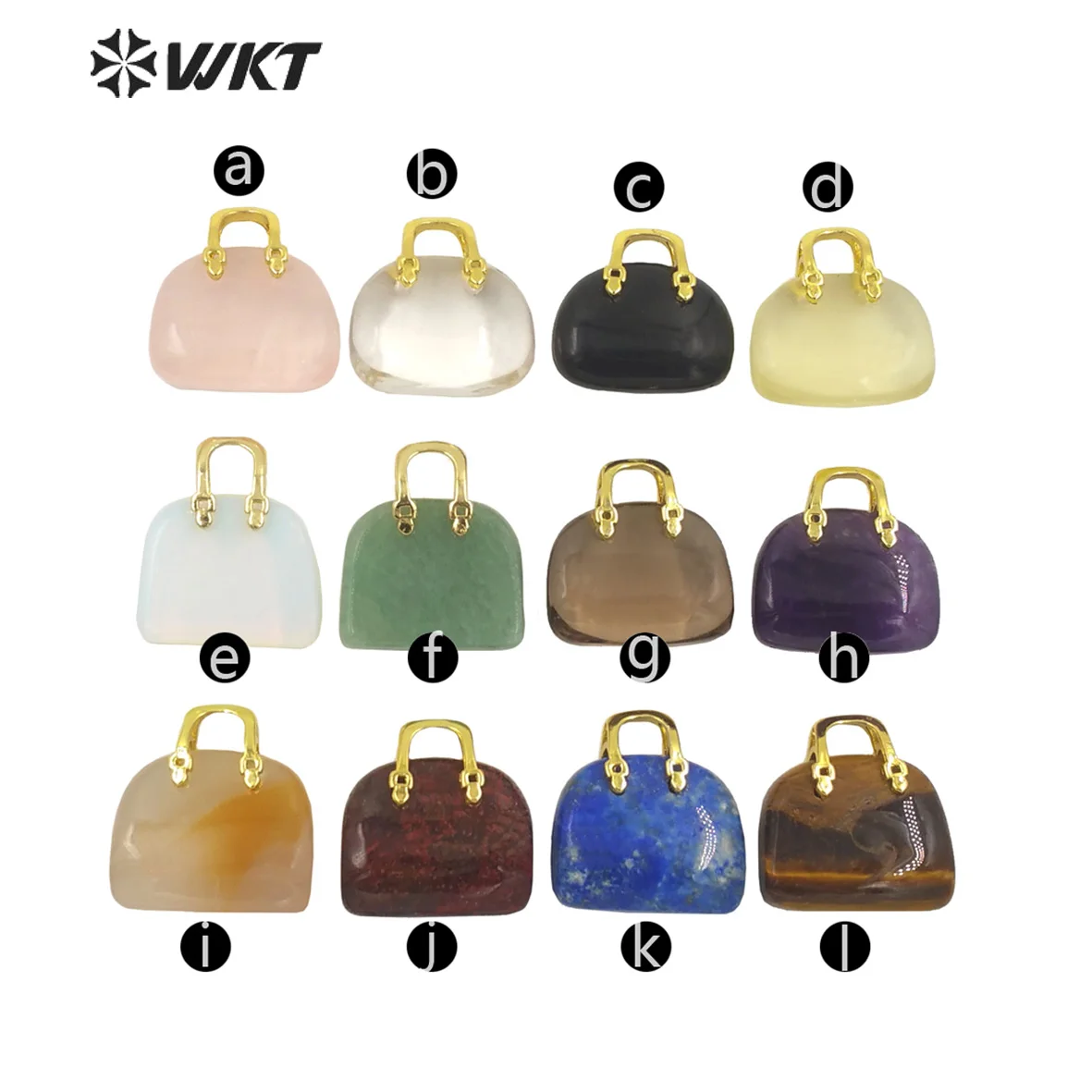 WT-P1780 WKT Handbag Shape Pendant Fashion Jewelry Natural Stone Gemstones Jewelry Gift Wholesale Creative Pendant Amethysts