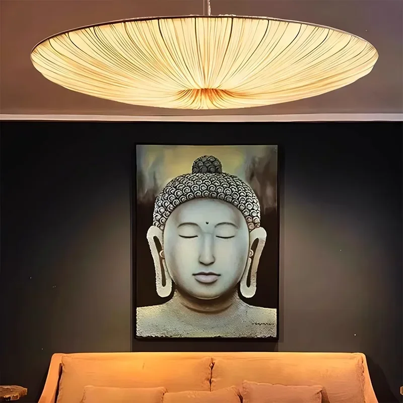 Japanese Wabi Sabi Cloth Pendant Light Bar Living Room B&B Bedroom Nordic Ceiling Chandelier Lighting