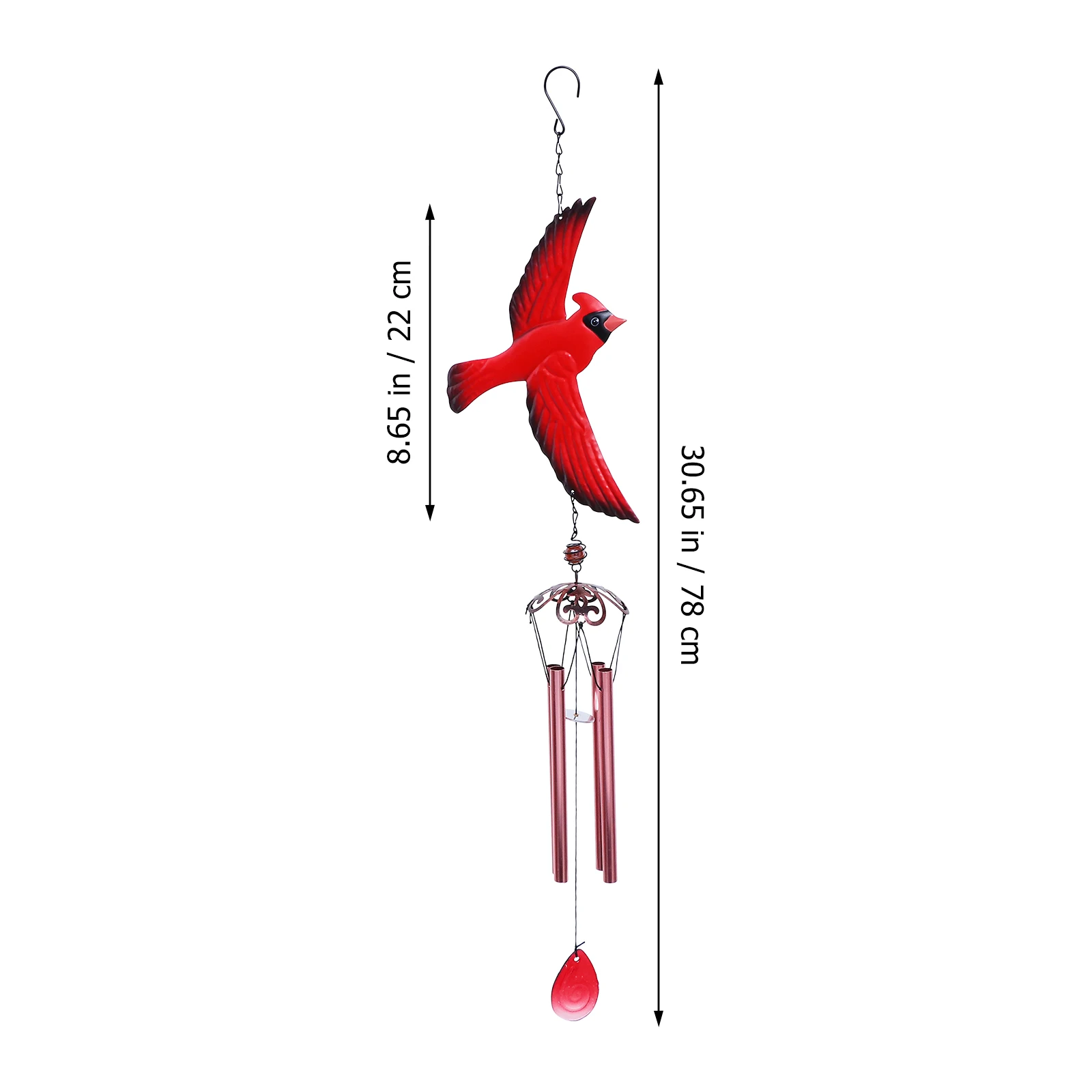 

Iron Wind Bird Design Pendant Hanging Decor Wind Chimes Pendant Garden Shop Red Bell Christmas nament