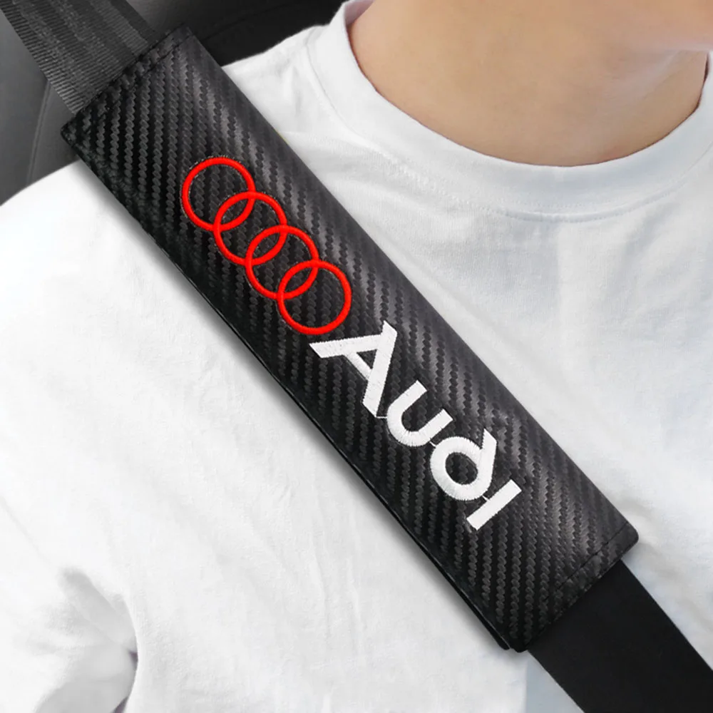 Car Styling Seat Belt Cover Leather Seatbelt Shoulder Strap Protector Pads For Audi A3 A4 B5 B6 A3 8P 8V 8L A5 A6 C6 C5 A1 A7 A